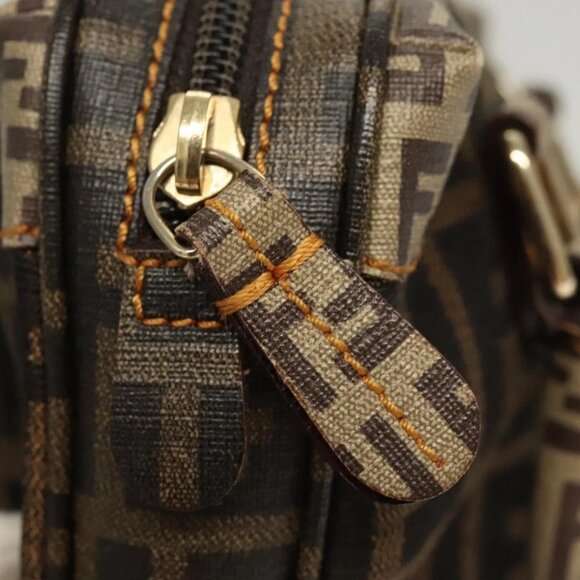 FENDI Zucca Canvas Zucchino Canvas Hand Bag 2way Brown Black beige - Picture 9 of 16